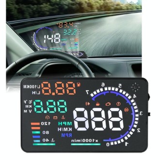 A8 5.5 inch Car OBDII HUD Warning System Vehicle-mounted Head Up Display Projector with LED, Support Fuel Consumption & Over Spe