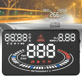 E300 5.5 inch Car OBDII / EUOBD HUD Vehicle-mounted Head Up Display Security System, Support Speed & Fuel Consumption, Overspeed