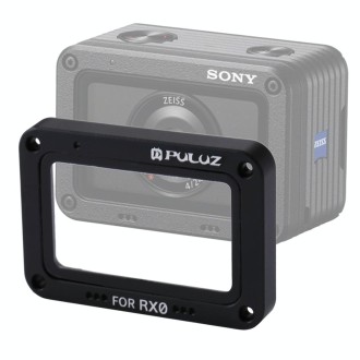 PULUZ Aluminum Alloy Flame + Tempered Glass Lens Protector for Sony RX0 / RX0 II, with Screws and Screwdrivers(Black)