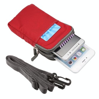 Universal Multi-function Plaid Texture Double Layer Zipper Sports Waist Bag / Shoulder Bag for iPhone X  & 7 & 7 Plus / Galaxy  