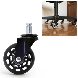 2.5 inch PU Black Transparent Wheel Suitable for Office Chair 11x22mm Mute Screw Universal Wheel