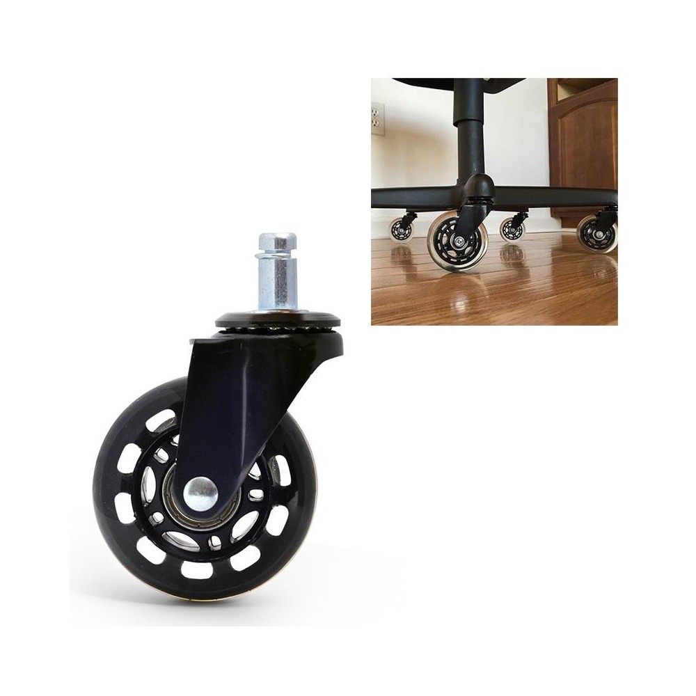 2.5 inch PU Black Transparent Wheel Suitable for Office Chair 11x22mm Mute Screw Universal Wheel