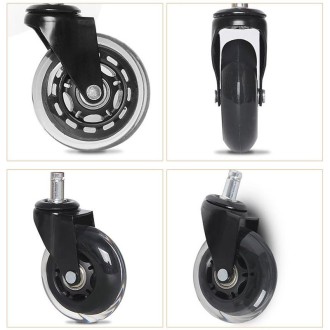 2.5 inch PU Black Transparent Wheel Suitable for Office Chair 11x22mm Mute Screw Universal Wheel