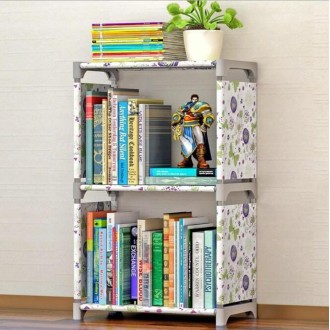 Plastic Steel Tube Multifunctional Combination Holder Student Books Shelf Floor Storage Rack(Lotus Flower)