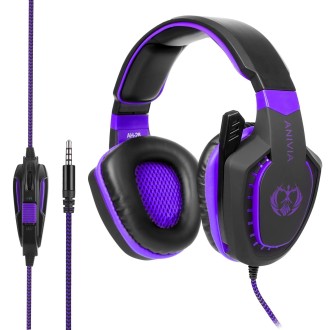 Anivia AH28 3.5mm Stereo Sound Wired Gaming Headset with Microphone(Black Purple)