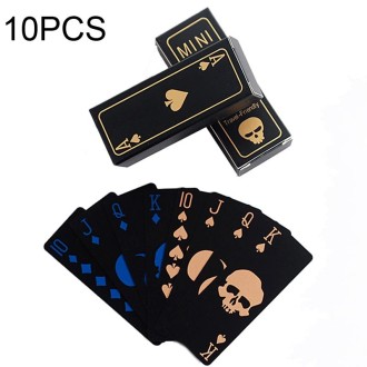 10 PCS Fluorescent PVC Skull Playing Cards Waterproof  Playing Cards,Size: 3.2 x 8.7cm Blue+Gold 