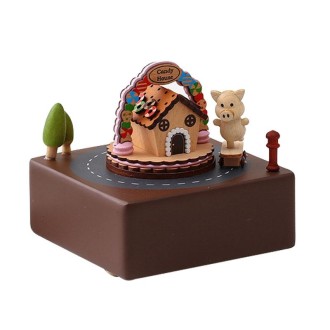 Wooden Music Box Wooden Crafts Creative Gift Home Decoration, Style:Candy House