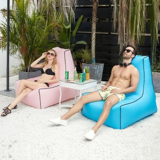 BB1082 Inflatable Sofa Inflatable Bed Outdoor Folding Portable Air Sofa Size: 85 x 80 x 75cm(Pink)