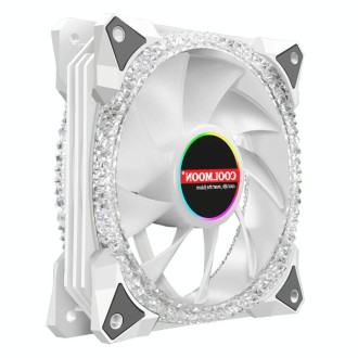 COOLMOON AS2 PWM Controlled Cooling Fan 12CM Dual-aperture Computer Water Cooling ARGB Chassis Fan (White)