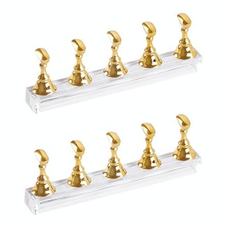 2 PCS Nail Art Chessboard Holder Nail Sheet Acrylic Base Practice Stand(Gold)