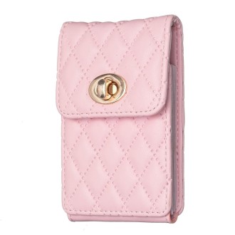 BFK07 Metal Buckle Vertical Card Bag Mobile Phone Back Sticker(Pink)