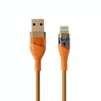 2.4A USB to 8 Pin Transparent Fast Charging Data Cable, Length: 1m(Orange)