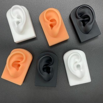 TX-S90 Simulation Ear Silicone Model Practice Display Props, Style:Left Ear(Black)