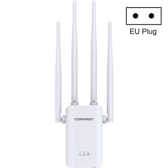 Comfast CF-WR304S 300M 4 Antenna Wireless Repeater High-Power Through-Wall WIFI Signal Amplifier, Specification:EU Plug