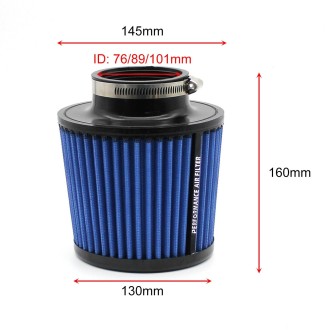 XH-UN077-079 Car High Flow Cold Cone Engine Air Intake Filter, Size:76mm(Black)