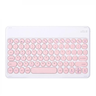 X3 10 inch Universal Tablet Round Keycap Wireless Bluetooth Keyboard (Pink)