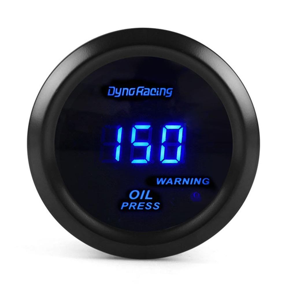 Car Modified 12V Universal 52mm Blue Light Digital Display Meter, Style:Oil Pressure Gauge