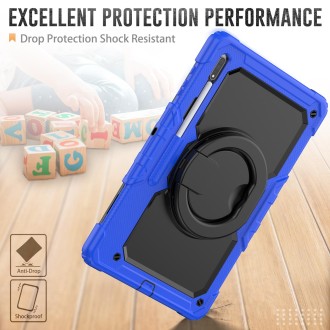 For Samsung Galaxy Tab S8 Ultra Bracelet Holder Silicone + PC Tablet Case(Blue)