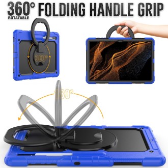 For Samsung Galaxy Tab S8 Ultra Bracelet Holder Silicone + PC Tablet Case(Blue)