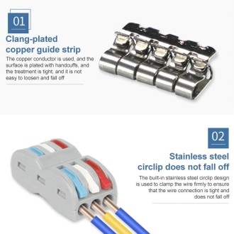 2pcs SPL-5 5 In 5 Out Colorful Quick Line Terminal Multi-Function Dismantling Wire Connection Terminal