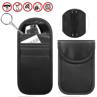 Double Buckle Car Key Signal Shielding Bag Anti-Magnetic RFID Card Case(Black)