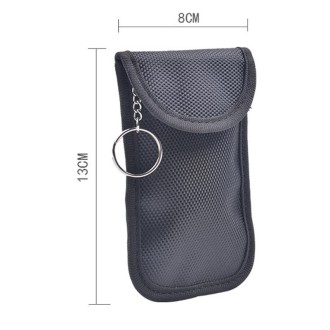 Double Buckle Car Key Signal Shielding Bag Anti-Magnetic RFID Card Case(Black)