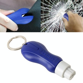 2 in 1 Mini Car Safety Rescue Hammer Life Saving Escape Emergency Hammer Seat Belt Cutter Window Glass Breaker (Blue)