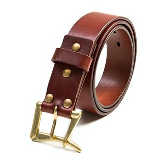 Maden S2001093 Retro Planting Cowhide Auick-release Men Belt(Yellow Brown)