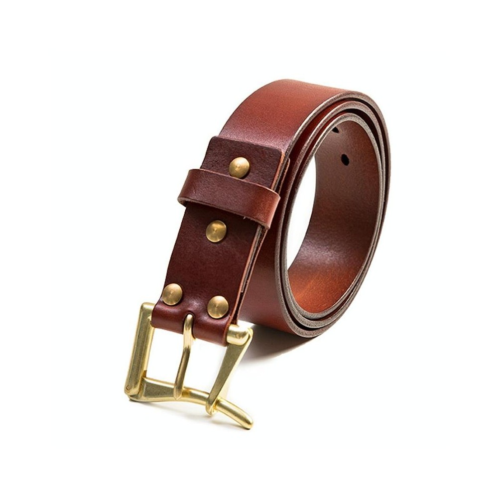 Maden S2001093 Retro Planting Cowhide Auick-release Men Belt(Yellow Brown)