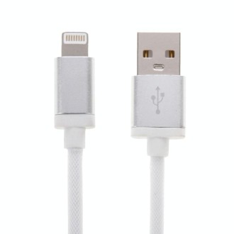 1m Net Style Metal Head 8 Pin to USB Data / Charger Cable(White)