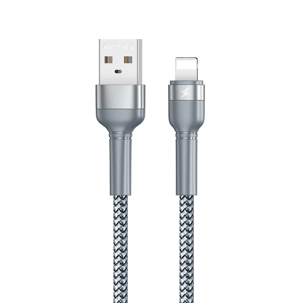 REMAX RC-124i 1m 2.4A USB to 8 Pin Aluminum Alloy Braid Fast Charging Data Cable for iPhone, iPad(Silver)