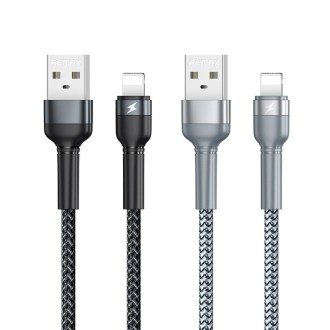 REMAX RC-124i 1m 2.4A USB to 8 Pin Aluminum Alloy Braid Fast Charging Data Cable for iPhone, iPad(Silver)