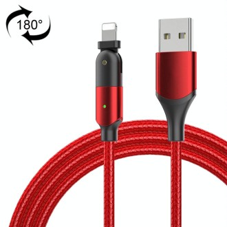 FXCL-WYA09 2.4A USB to 8 Pin 180 Degree Rotating Elbow Charging Cable, Length:2m(Red)