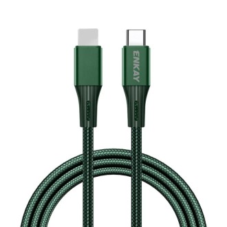 ENKAY PD 20W 3A USB-C / Type-C to 8 Pin Fast Charging Nylon Braided Data Cable, Length:1m(Green)