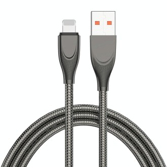 ENKAY ENK-CB131 USB to 8 Pin Carbon Steel Hose Spring 2.4A Fast Charging Data Cable, Length:2m(Black)