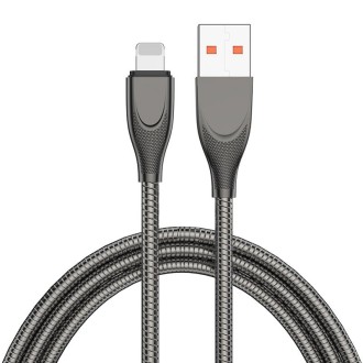 ENKAY ENK-CB131 USB to 8 Pin Carbon Steel Hose Spring 2.4A Fast Charging Data Cable, Length:1m(Black)