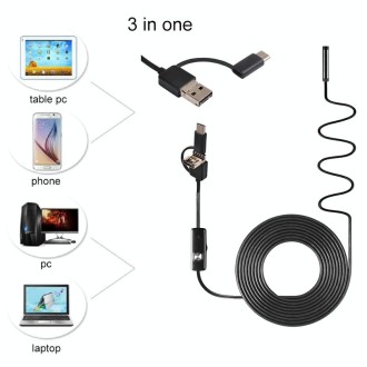 AN100 3 in 1 IP67 Waterproof USB-C / Type-C + Micro USB + USB HD Endoscope Hard Tube Inspection Camera for Parts of OTG Function