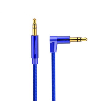 AV01 3.5mm Male to Male Elbow Audio Cable, Length: 2m (Blue)