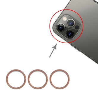 3 PCS Rear Camera Glass Lens Metal Protector Hoop Ring for iPhone 12 Pro(Gold)