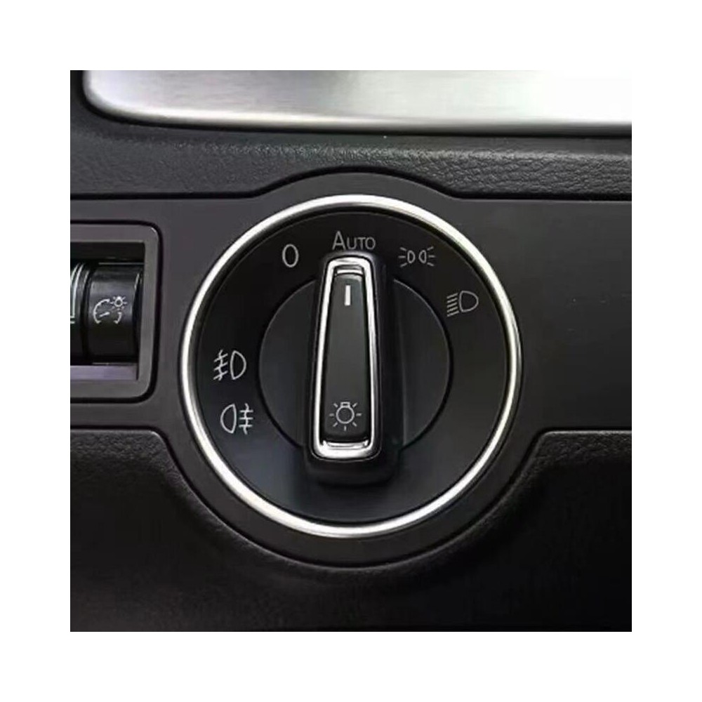 Car Headlight Switch Decorative Ring for Volkswagen Golf (Silver)