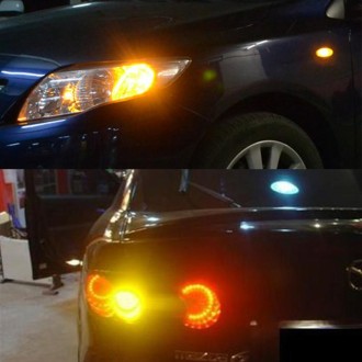 2 PCS 1156 / BA15S 4.5W DC 12V Car Auto Ceramics Turn Lights 18LEDs SMD-3030 Lamps, with Projector Lens (Orange Light)