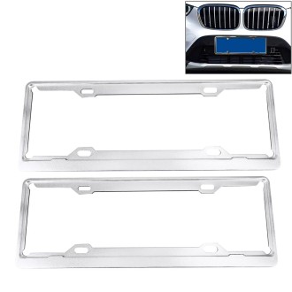 2 PCS Car License Plate Aerospace Aluminum Bracket Frame Holder Stand Mount, Size: 440mm x 140mm(Silver)