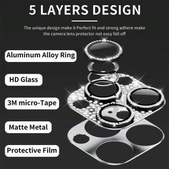 For iPhone 13 Pro / 13 Pro Max ENKAY Hat-Prince Blink Diamond Camera Lens Aluminium Alloy Tempered Glass Film(Silver)