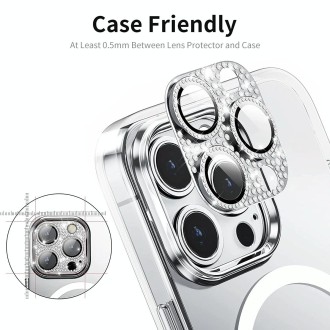 For iPhone 13 Pro / 13 Pro Max ENKAY Hat-Prince Blink Diamond Camera Lens Aluminium Alloy Tempered Glass Film(Silver)