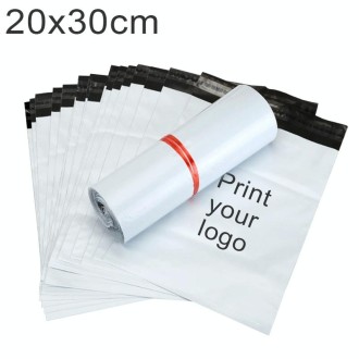 30000 PCS 20x30cm Custom Printed Thick Plastic Courier Bags with Your Logo for Products Packaging & Shipment(White)