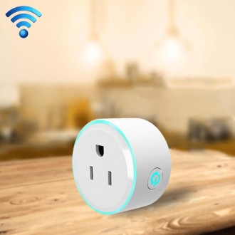 10A Round Shape WiFi 2.4GHz Mini Plug APP Remote Control Timing Smart Socket Works with Alexa & Google Home & Colorful Breathing