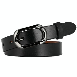 ZK--052 Soft and Wear-resistant Fine Cowhide Belt with Pin Buckle, Length: 110cm(Black)