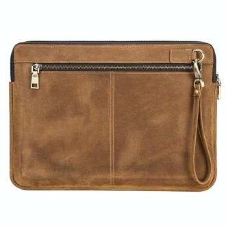 CONTACTS FAMILY Leather Laptop Sleeve For Macbook Pro 14.2 Inch(Brown)