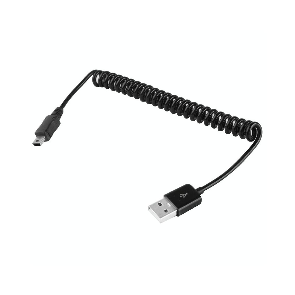 Mini 5-pin USB to USB 2.0 AM Coiled Cable / Spring Cable, Length: 25cm (can be extended up to 80cm)(Black)