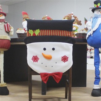 Snowman Pattern Dinner Table Chair Cover Christmas Decoration